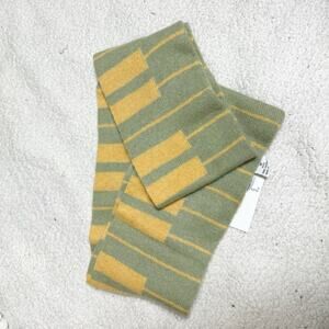 autumn cashmere | NWT striped green & yellow cashmere women's warm cozy scarf